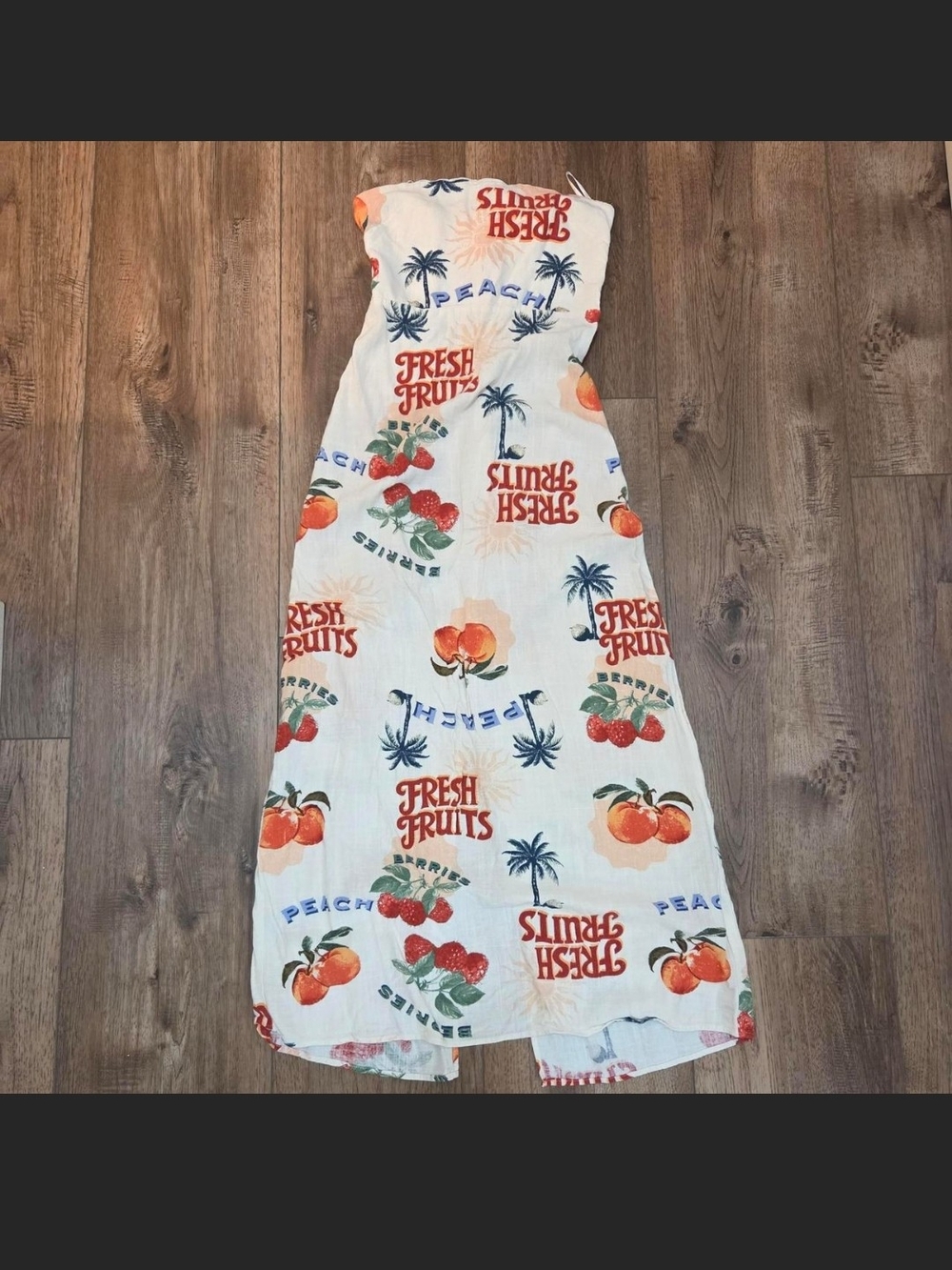 Linen Blend Fruit Maxi Dress Paper Heart